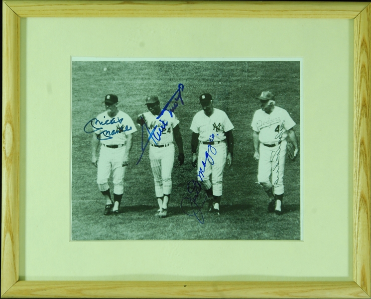 Mickey Mantle, Willie Mays, Joe DiMaggio & Duke Snider Signed Framed 8x10 Photo (PSA/DNA)