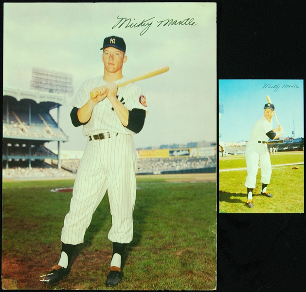 Mickey Mantle 1953-55 Large & Small Dormand Postcards (2)