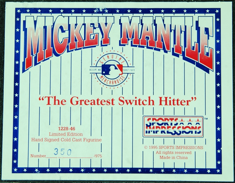 Mickey Mantle Signed Sports Impressions Switch Hitter Figurine