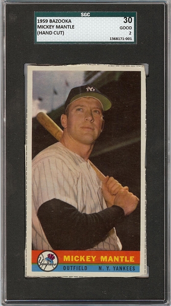 1959 Bazooka Mickey Mantle Hand Cut SGC 2