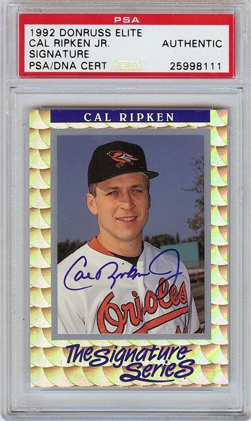 Cal Ripken Jr. Signed 1992 Donruss Elite Autograph (PSA/DNA)