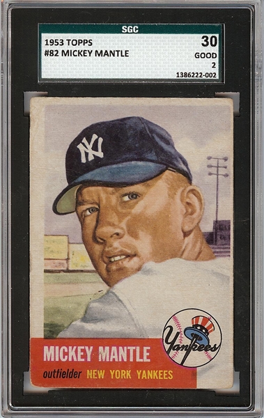 1953 Topps Mickey Mantle No. 82 SGC 2