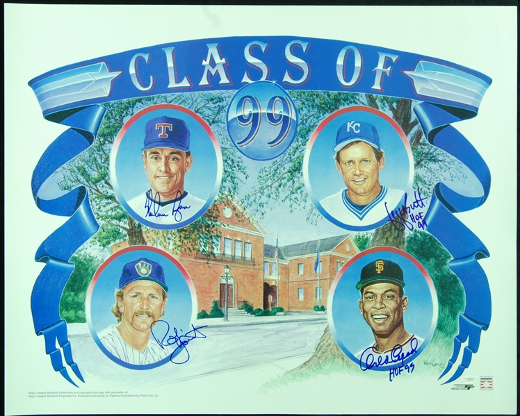 Class of 1999 Poster Signed by Brett, Yount, Ryan & Cepeda (JSA)