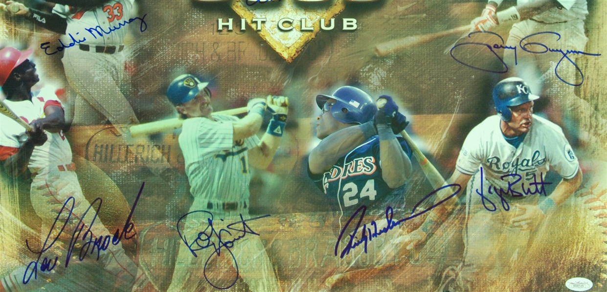 3,000 Hit Club Signed Poster (14) (JSA)