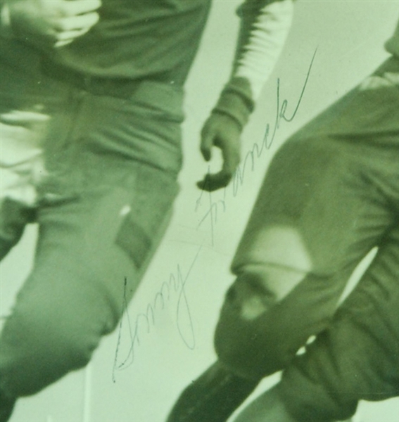 College Football HOFer George Franck Original Photo Signed Three Times (PSA/DNA)