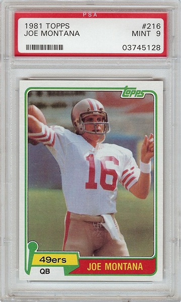 1981 Topps Joe Montana RC No. 216 PSA 9