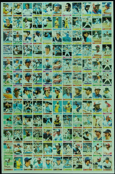 1979 Topps Baseball Uncut Sheet with Ozzie Smith RC