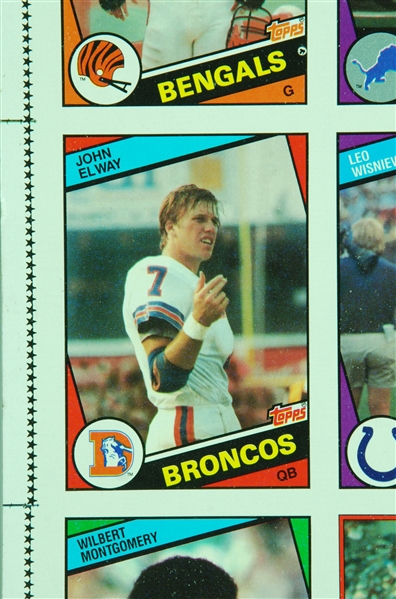 1984 Topps Football Uncut Sheet (3) with Dan Marino RC