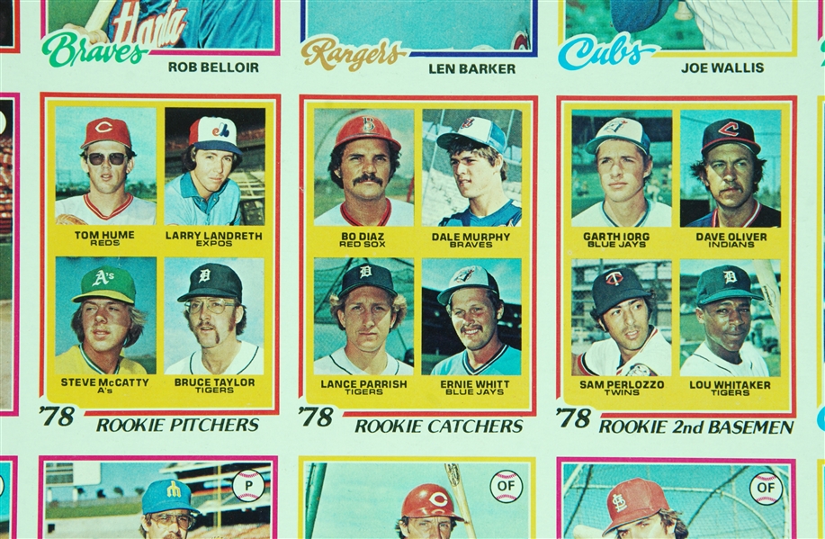 1978 Topps Baseball Uncut Sheet with Molitor/Trammell RC