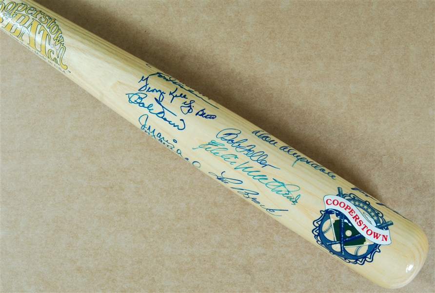 HOFer Multi-Signed Cooperstown Bat (26) with Aaron, Drysdale, Berra (JSA)