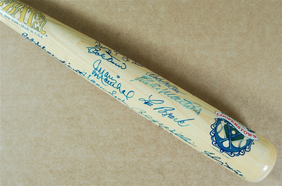 HOFer Multi-Signed Cooperstown Bat (26) with Aaron, Drysdale, Berra (JSA)