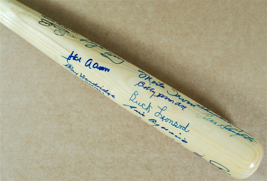 HOFer Multi-Signed Cooperstown Bat (26) with Aaron, Drysdale, Berra (JSA)