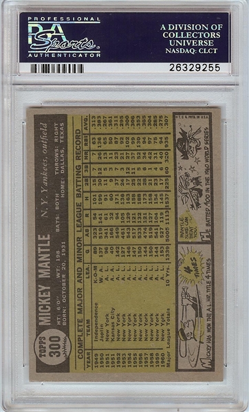 1961 Topps Mickey Mantle No. 300 PSA 7