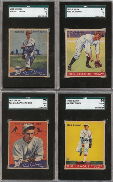 1933-34 Goudey SGC-Graded Group (5) with HOFers