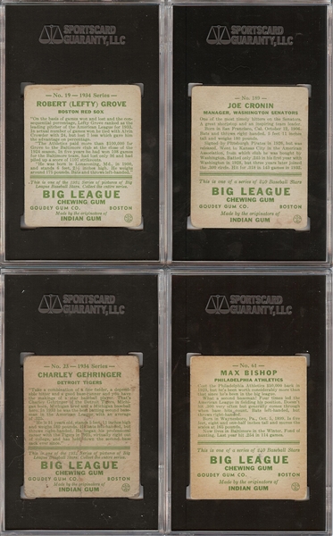 1933-34 Goudey SGC-Graded Group (5) with HOFers