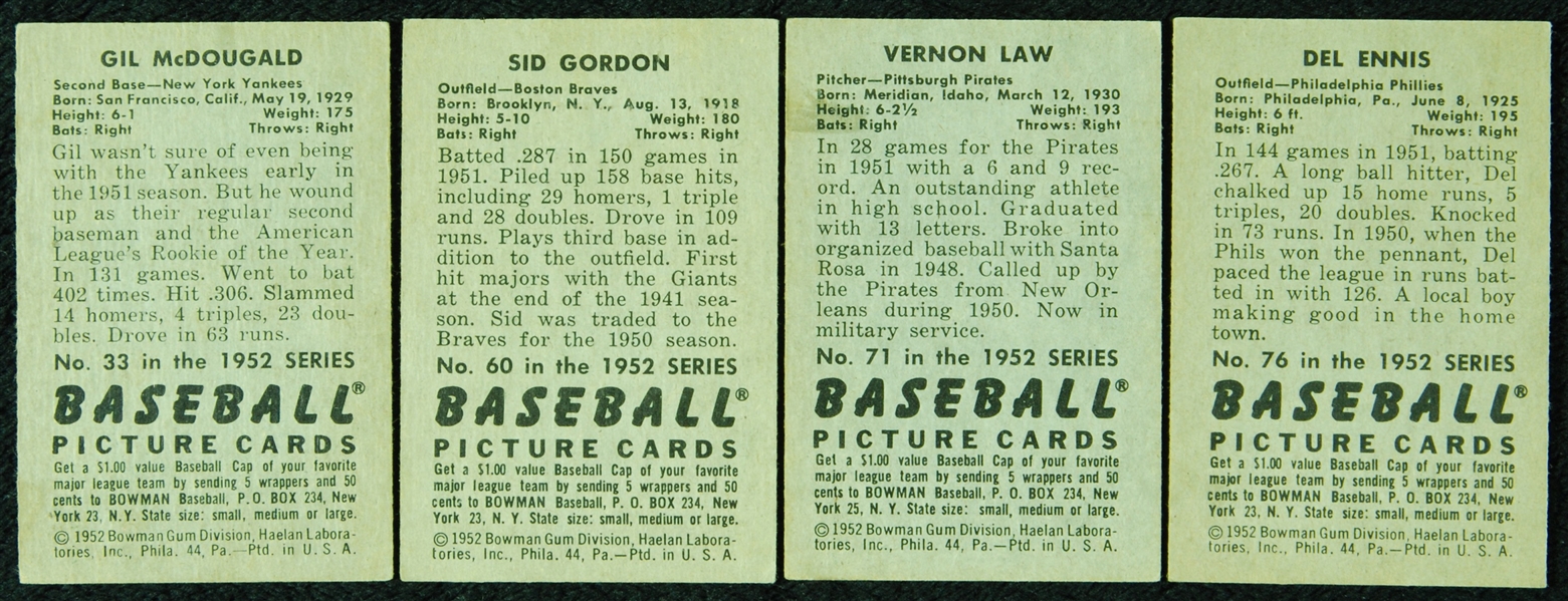 1952 Bowman Baseball Grouping of All-Stars, Stars and Commons (75)