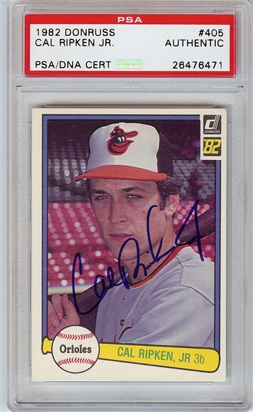 Cal Ripken Jr. Signed 1982 Donruss RC No. 405 (PSA/DNA)