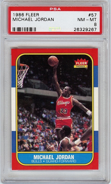 1986-87 Fleer Michael Jordan RC No. 57 PSA 8