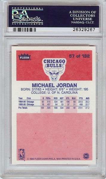 1986-87 Fleer Michael Jordan RC No. 57 PSA 8