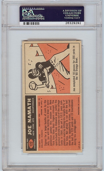 1965 Topps Joe Namath RC No. 122 PSA Authentic