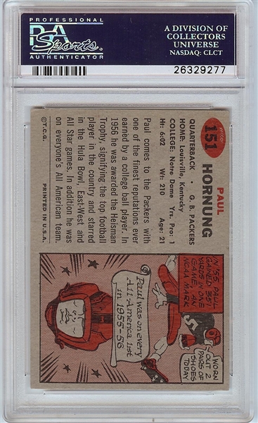 1957 Topps Paul Hornung RC No. 151 PSA 6