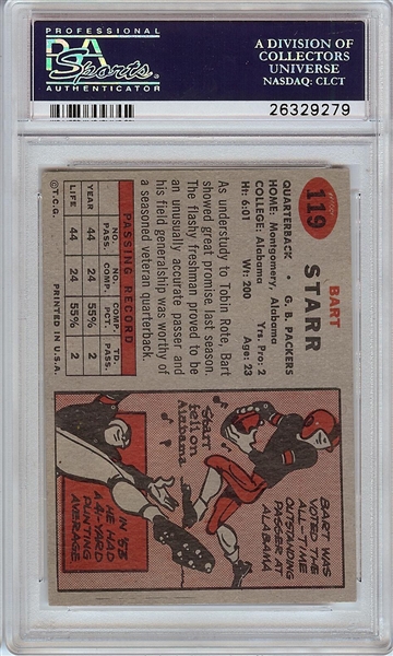 1957 Topps Bart Starr RC No. 119 PSA 4