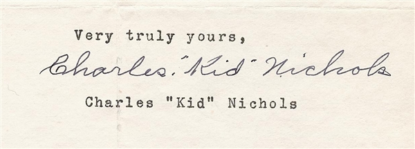 Charles Kid Nichols Signed Typed Letter (1943) (Graded PSA/DNA 9)