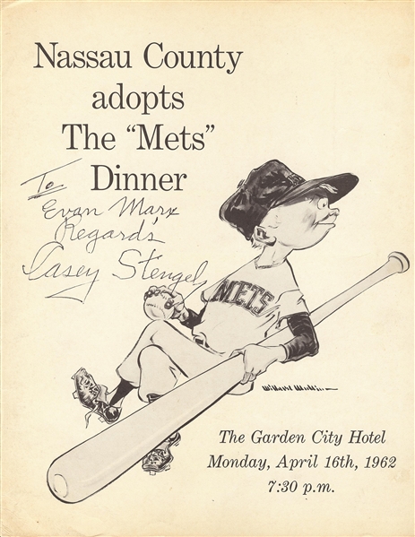 Casey Stengel Triple-Signed 1962 The Mets Dinner Program (JSA)