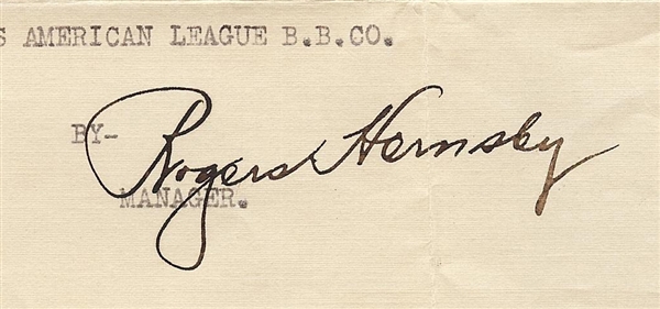 Rogers Hornsby Signed Typed Letter (1933) (Graded PSA/DNA 9)