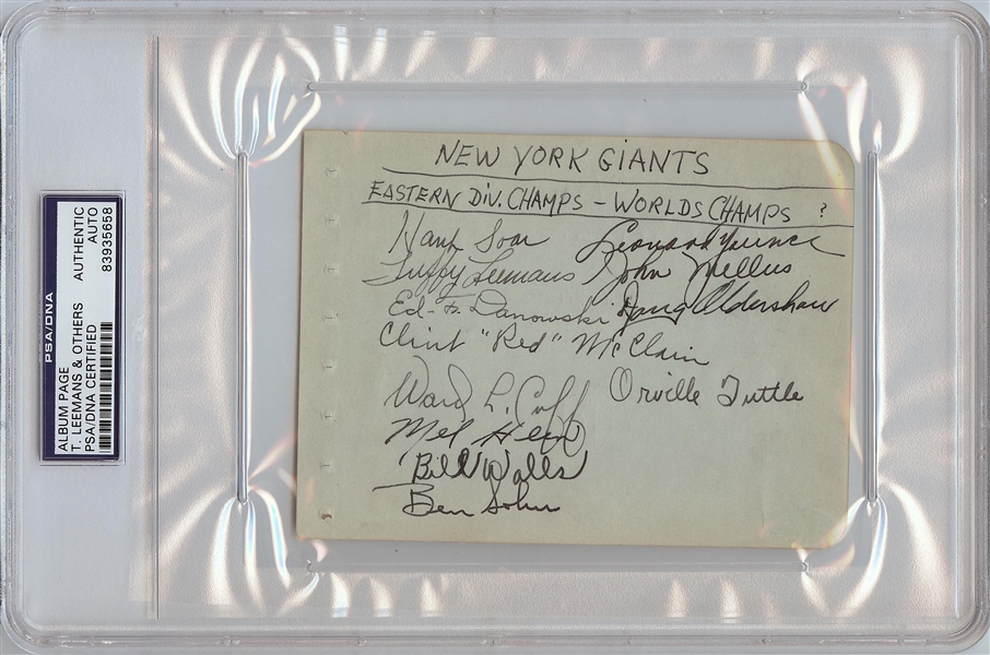 1945 New York Giants Signed Album Page with Tuffy Leemans (PSA/DNA)