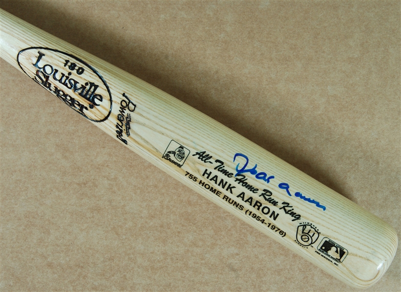 Hank Aaron Signed Louisville Slugger All-Time Home Run King Bat (PSA/DNA)