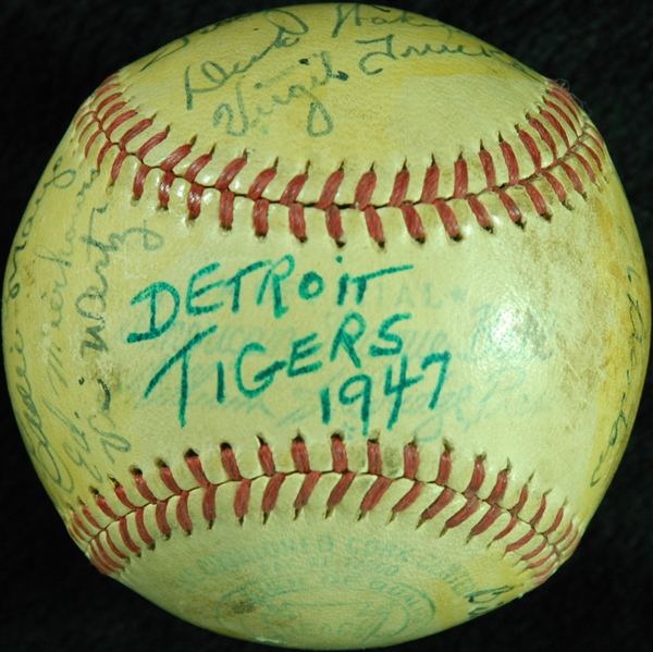 1947 Detroit Tigers Team-Signed OAL Baseball (21) (PSA/DNA)