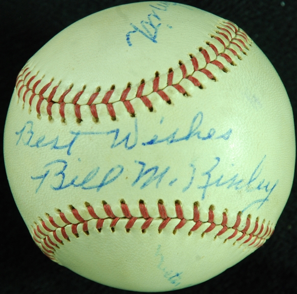 Umpires Nestor Chylak, Bill McKinley, Hank Soar & Al Smith Signed OAL Baseball (PSA/DNA)