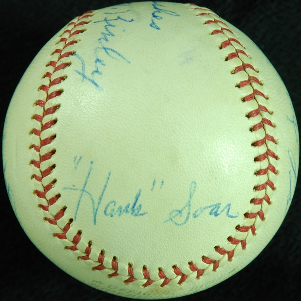 Umpires Nestor Chylak, Bill McKinley, Hank Soar & Al Smith Signed OAL Baseball (PSA/DNA)