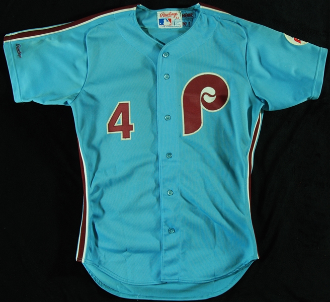 Lenny Dykstra Signed Game-Used 1989-90 Phillies Away Jersey