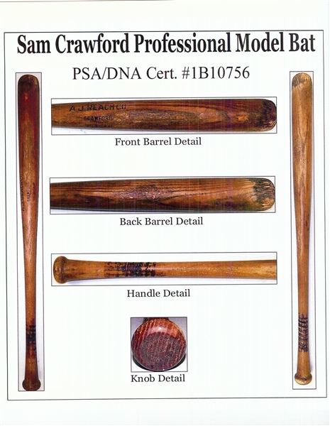 Sam Crawford 1912-17 Professional Model Reach Bat (Taube Graded PSA/DNA GU6.5)