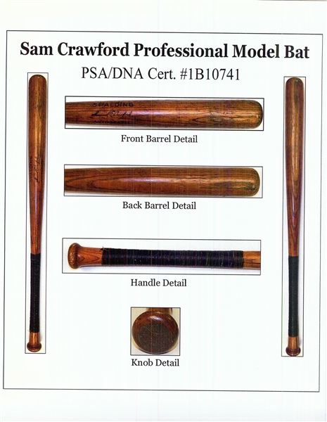 Sam Crawford 1912-25 Professional Model Spalding Bat (Taube Graded PSA/DNA GU6)