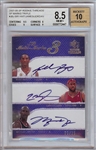 Michael Jordan, LeBron James & Kobe Bryant Signed 2007-08 SP Rookie Threads SP Marks Triple (25/25) BGS 8.5 (AUTO 10)