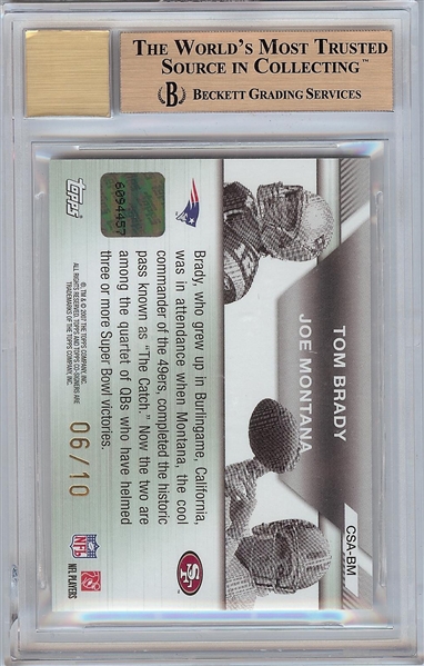 Tom Brady & Joe Montana Signed 207 Topps Co-Signors Autographs Holosilver (6/10) BGS 9.5 (AUTO 10)