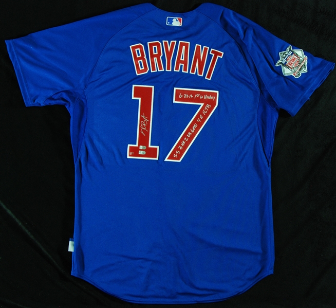 Kris Bryant Signed Cubs Jersey 6-27-16 1st in History (1/17) (Fanatics)