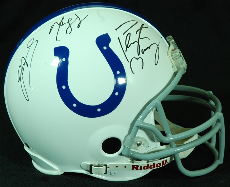 Peyton Manning, Marvin Harrison & Edgerrin James Signed Colts Full-Size Helmet (Fanatics)