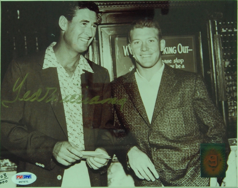 Ted Williams Signed 8x10 Framed Photo with Mickey Mantle (PSA/DNA)