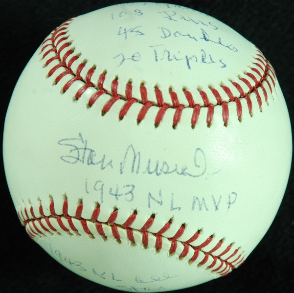 Stan Musial Single-Signed STAT OML Baseball (PSA/DNA)