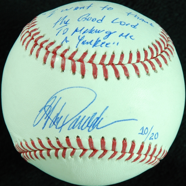 Jorge Posada Single-Signed OML Baseball I Want To Thank The Good Lord For Making Me A Yankee (10/20) (Steiner)