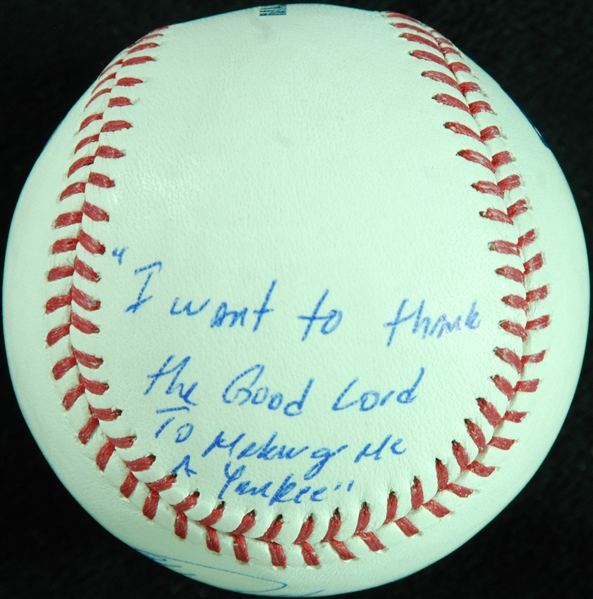 Jorge Posada Single-Signed OML Baseball I Want To Thank The Good Lord For Making Me A Yankee (10/20) (Steiner)