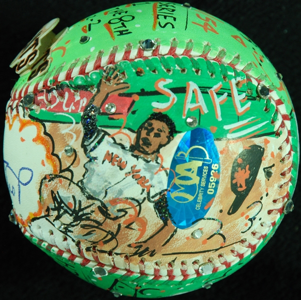 Willie Mays Single-Signed Charles Fazzino Hand-Painted Baseball (PSA/DNA)