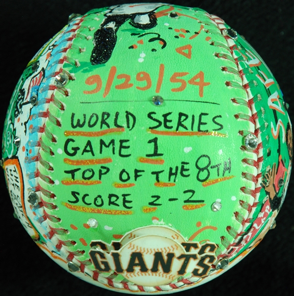 Willie Mays Single-Signed Charles Fazzino Hand-Painted Baseball (PSA/DNA)