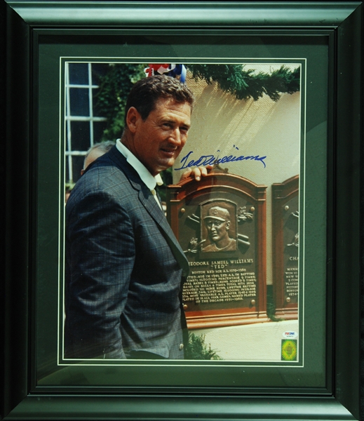 Ted Williams Signed 16x20 Hall of Fame Framed Photo (Green Diamond) (PSA/DNA)