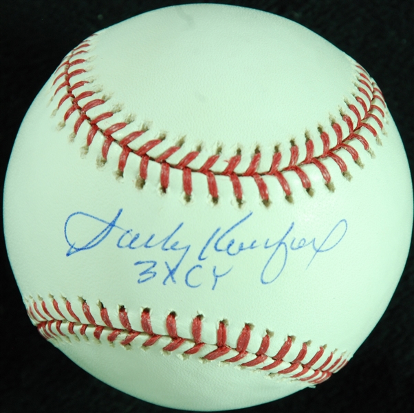 Sandy Koufax Single-Signed OML Baseball Inscribed 3x CY (Steiner) (Online Authentics)