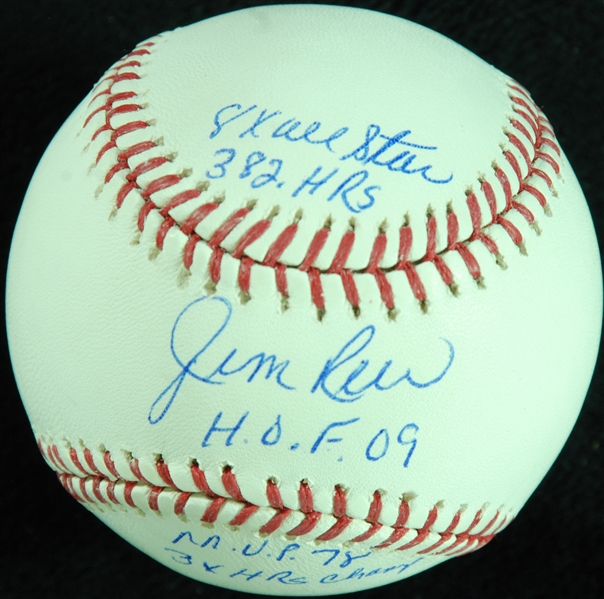 Jim Rice Single-Signed OML STAT Baseball (Steiner)